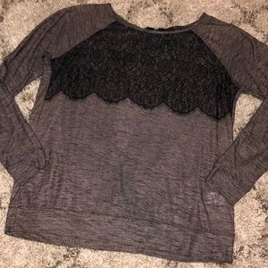 Maurices Black and Gray Lace Blouse